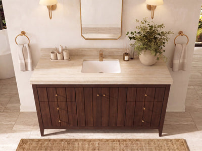Atlanta Teak Wood 60 in. W x 22 in. D Single Sink Bathroom Vanity
