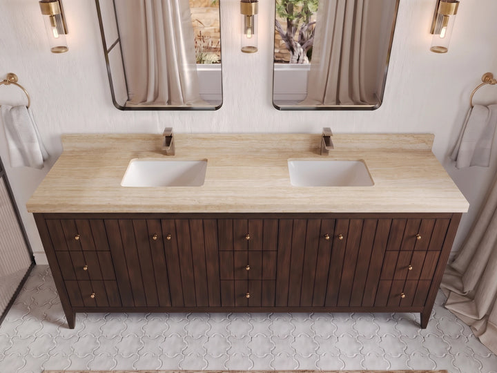 Atlanta Teak Wood 84 in. W x 22 in. D Double Sink Bathroom Vanity - photo 39