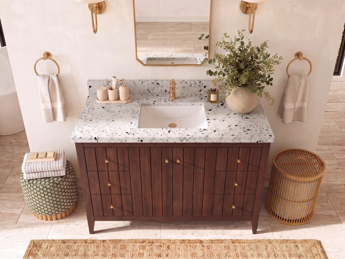 Atlanta Teak Wood 48 in. W x 22 in. D Single Sink Bathroom Vanity
