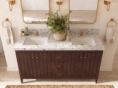 Atlanta Teak Wood 60 in. W x 22 in. D Double Sink Bathroom Vanity - photo 31