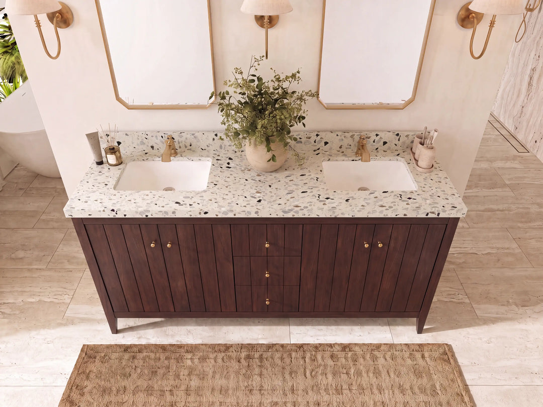Atlanta Teak Wood 72 in. W x 22 in. D Double Sink Bathroom Vanity | 
              
                Dark Walnut Finish Teak
                
                  
             - ATL_TK_WLN_WHQZ_72D - photo №11