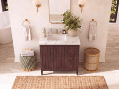Atlanta Teak Wood 36 in. W x 22 in. D Left Offset Sink Bathroom Vanity - photo 23
