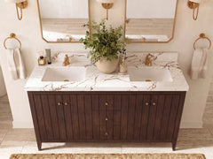 Atlanta Teak Wood 60 in. W x 22 in. D Double Sink Bathroom Vanity - photo 32