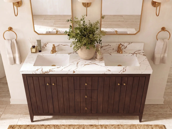 Atlanta Teak Wood 60 in. W x 22 in. D Double Sink Bathroom Vanity - photo 32