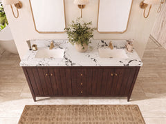Atlanta Teak Wood 72 in. W x 22 in. D Double Sink Bathroom Vanity - photo 34