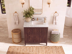 Atlanta Teak Wood 36 in. W x 22 in. D Right Offset Sink Bathroom Vanity - photo 31