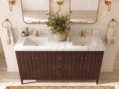 Atlanta Teak Wood 60 in. W x 22 in. D Double Sink Bathroom Vanity - photo 35