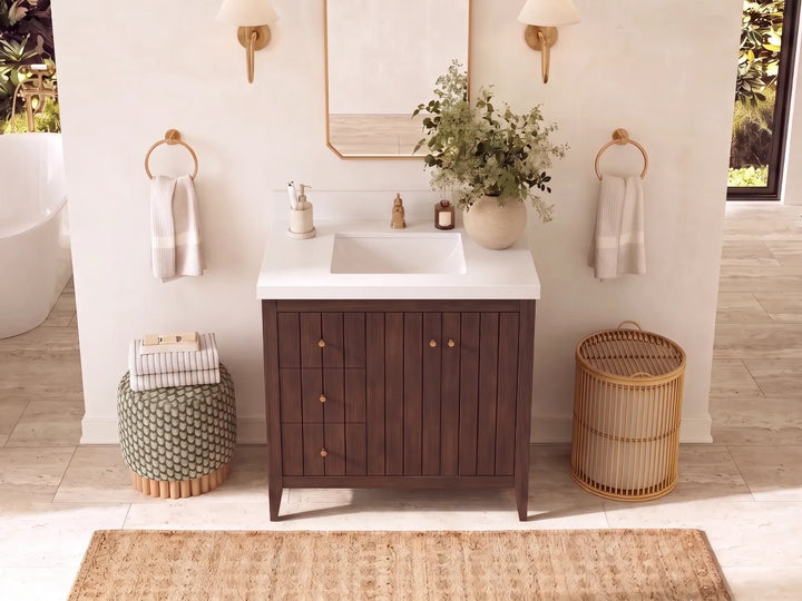 Atlanta Teak Wood 36 in. W x 22 in. D Center Sink Bathroom Vanity - photo 35