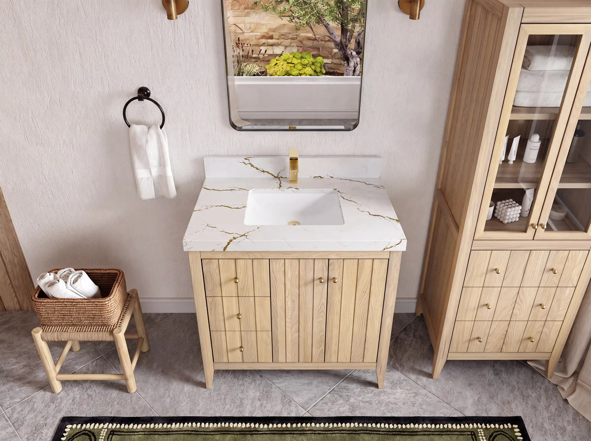 Atlanta White Oak 36 in. W x 22 in. D Center Sink Bathroom Vanity
