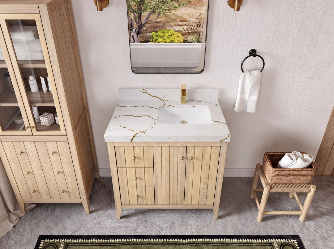 Atlanta White Oak 36 in. W x 22 in. D Right Offset Sink Bathroom Vanity | 
              
                White Oak
                
                  
             - ATL_WHOK_WHQZ_36R - photo №50