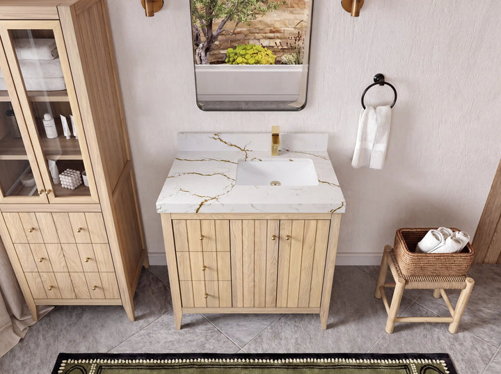 Atlanta White Oak 36 in. W x 22 in. D Right Offset Sink Bathroom Vanity - photo 50