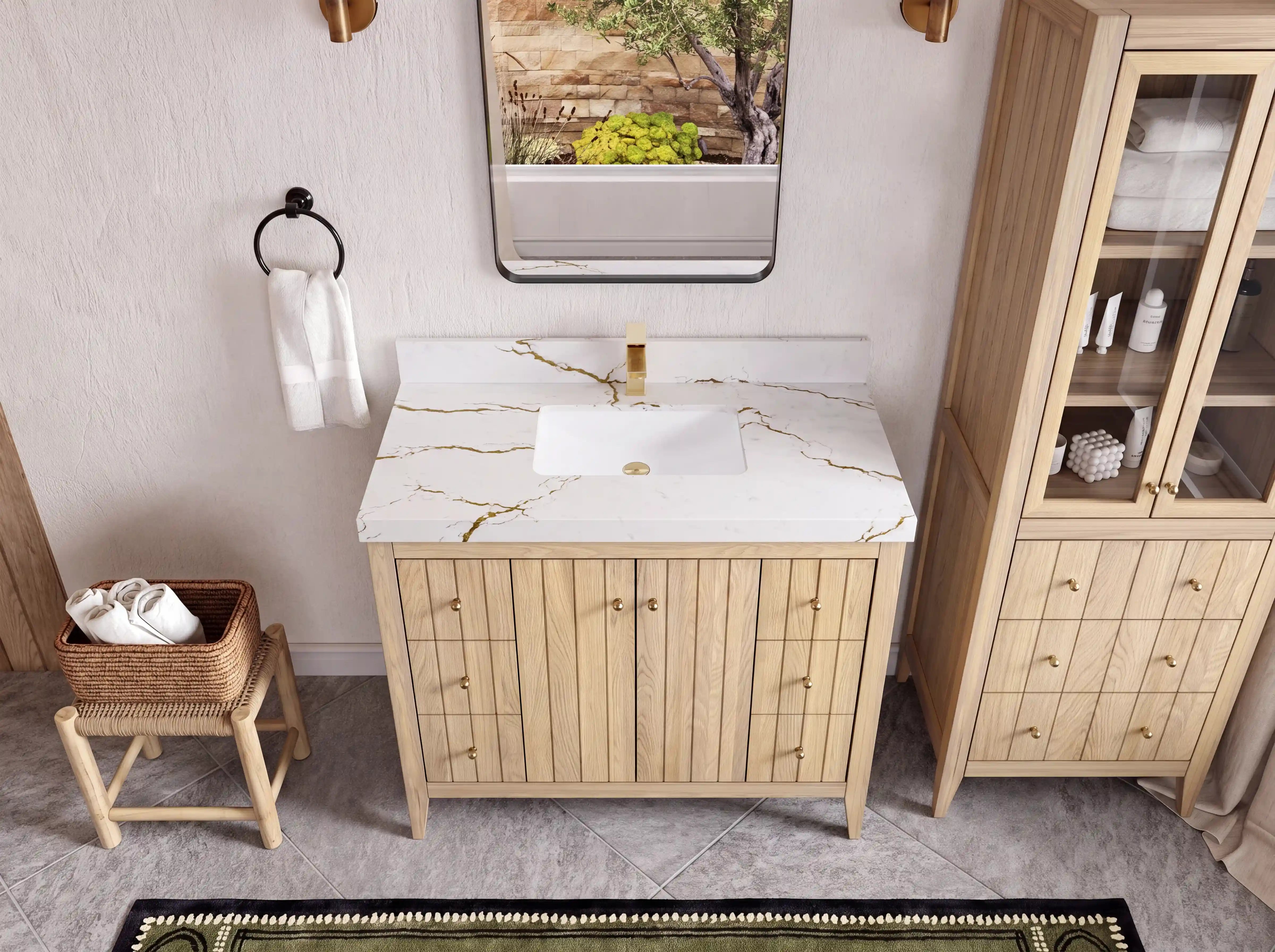 Atlanta White Oak 42 in. W x 22 in. D Single Sink Bathroom Vanity