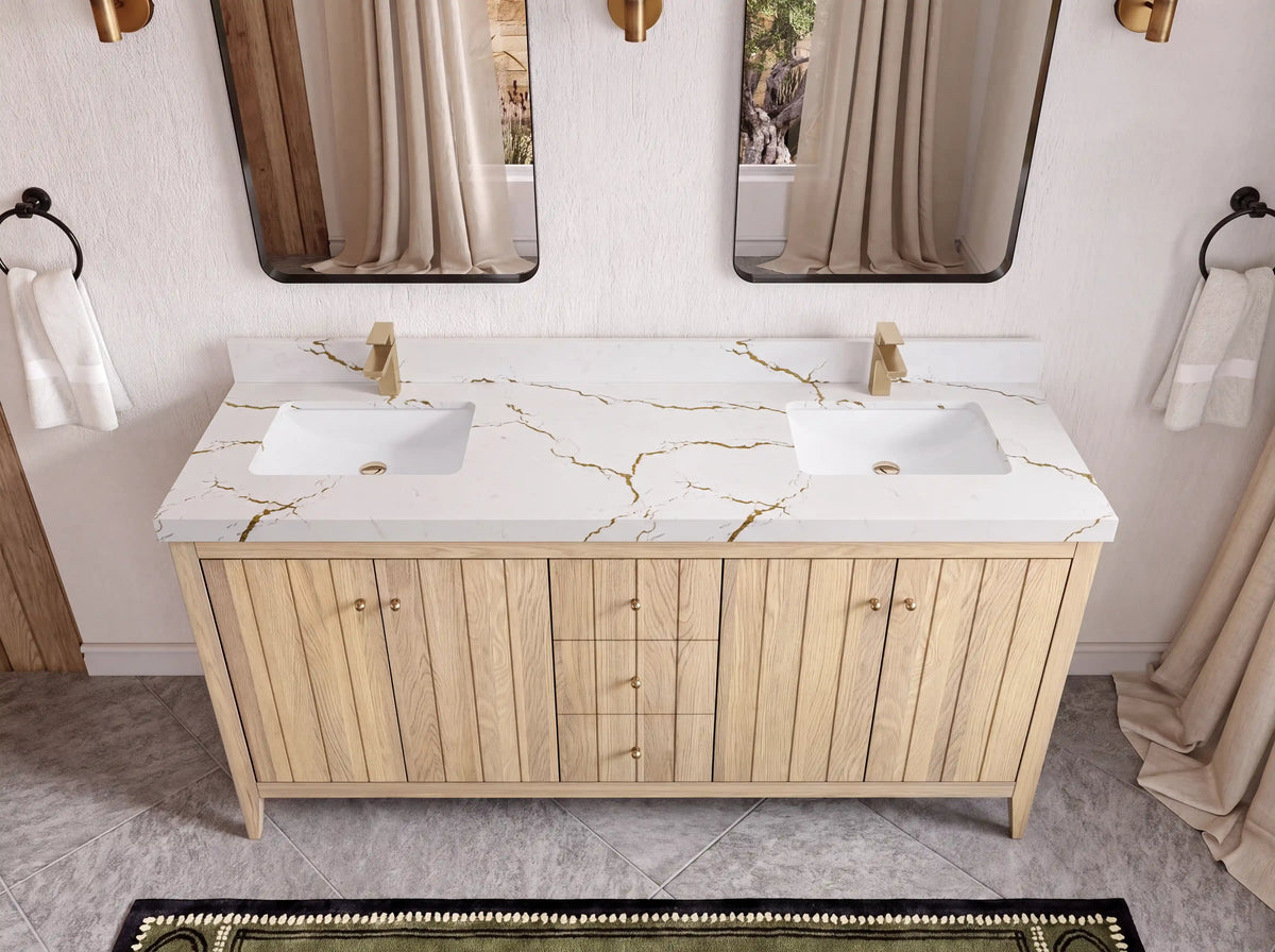 Atlanta White Oak 72 in. W x 22 in. D Double Sink Bathroom Vanity
