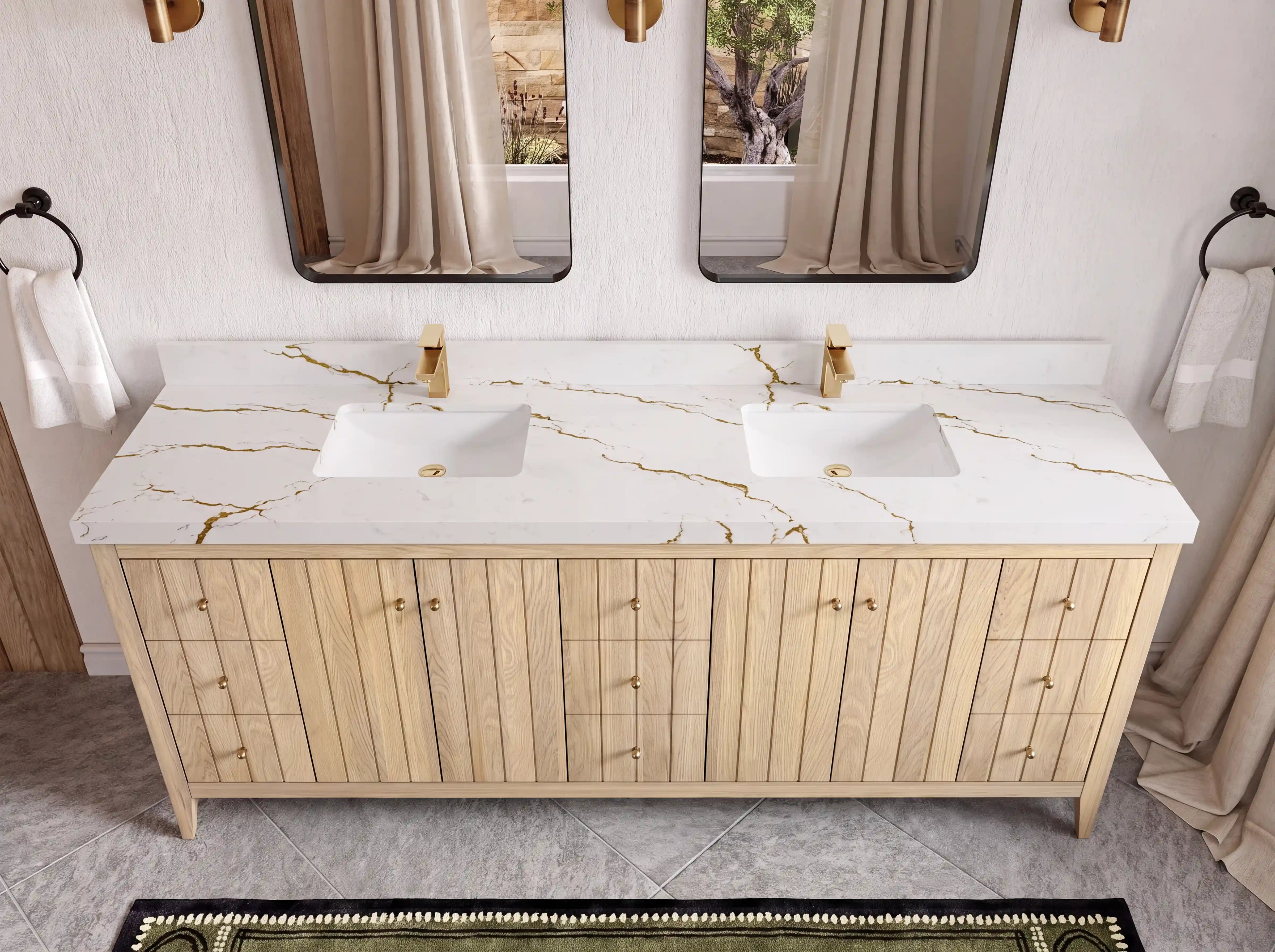 Atlanta White Oak 84 in. W x 22 in. D Double Sink Bathroom Vanity