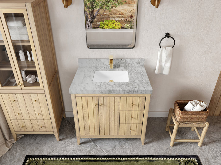 Atlanta White Oak 36 in. W x 22 in. D Center Sink Bathroom Vanity - photo 10