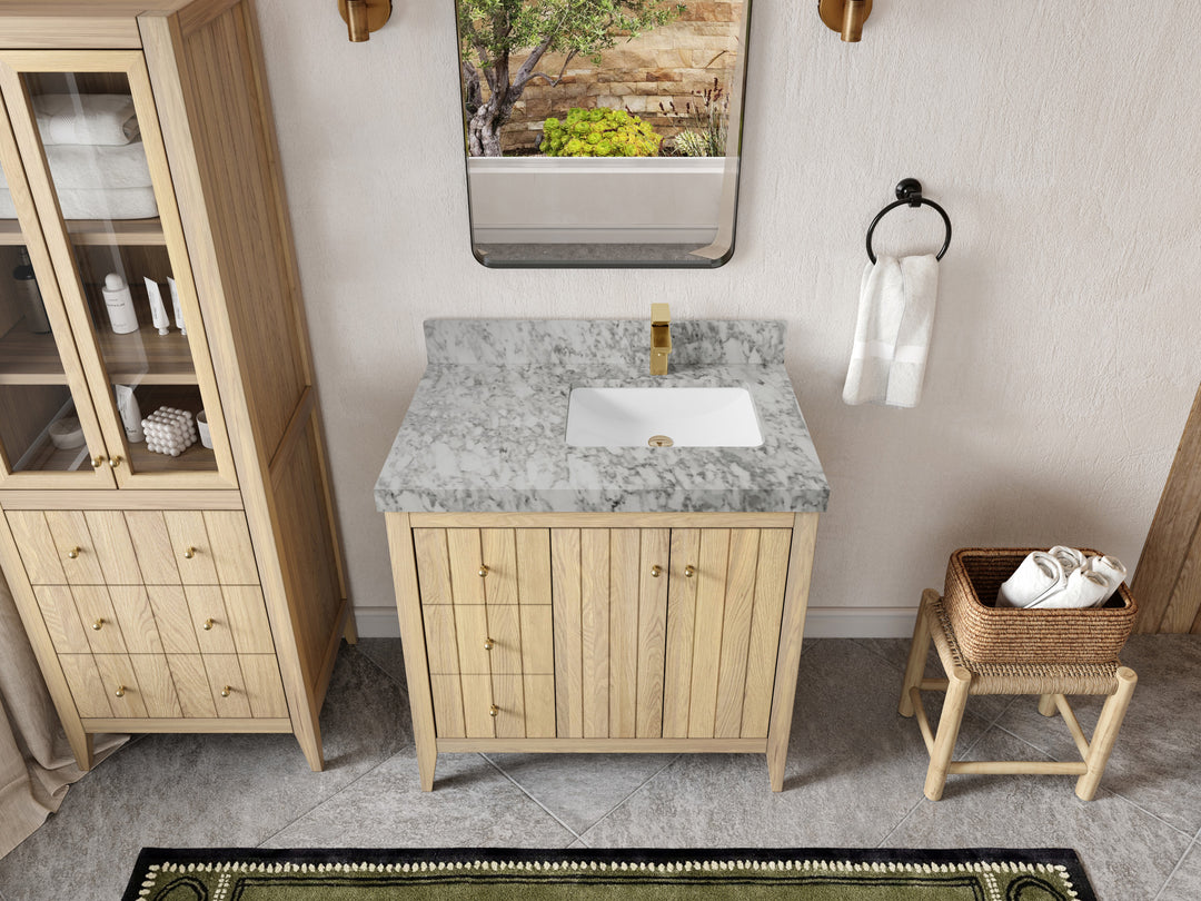 Atlanta White Oak 36 in. W x 22 in. D Right Offset Sink Bathroom Vanity