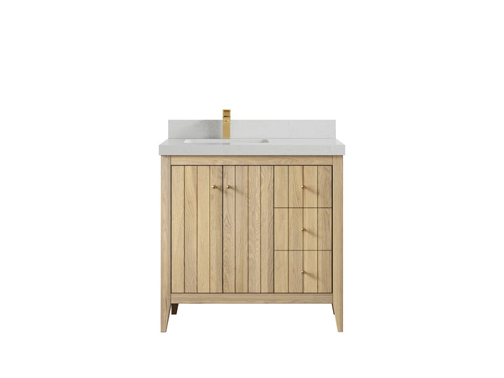 Atlanta White Oak 36 in. W x 22 in. D Left Offset Sink Bathroom Vanity - photo 13