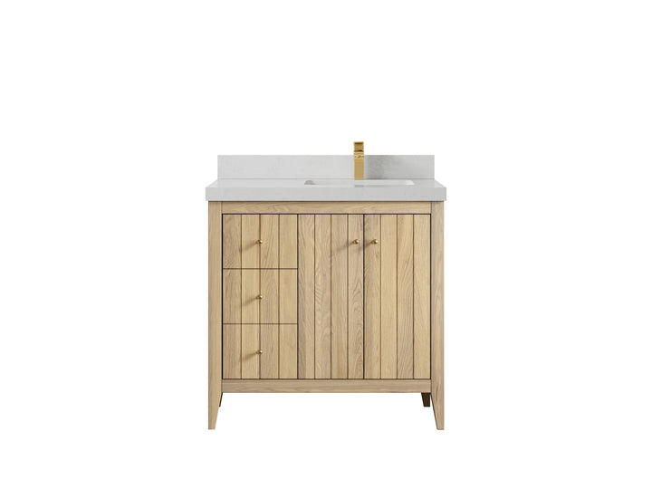 Atlanta White Oak 36 in. W x 22 in. D Right Offset Sink Bathroom Vanity - photo 13