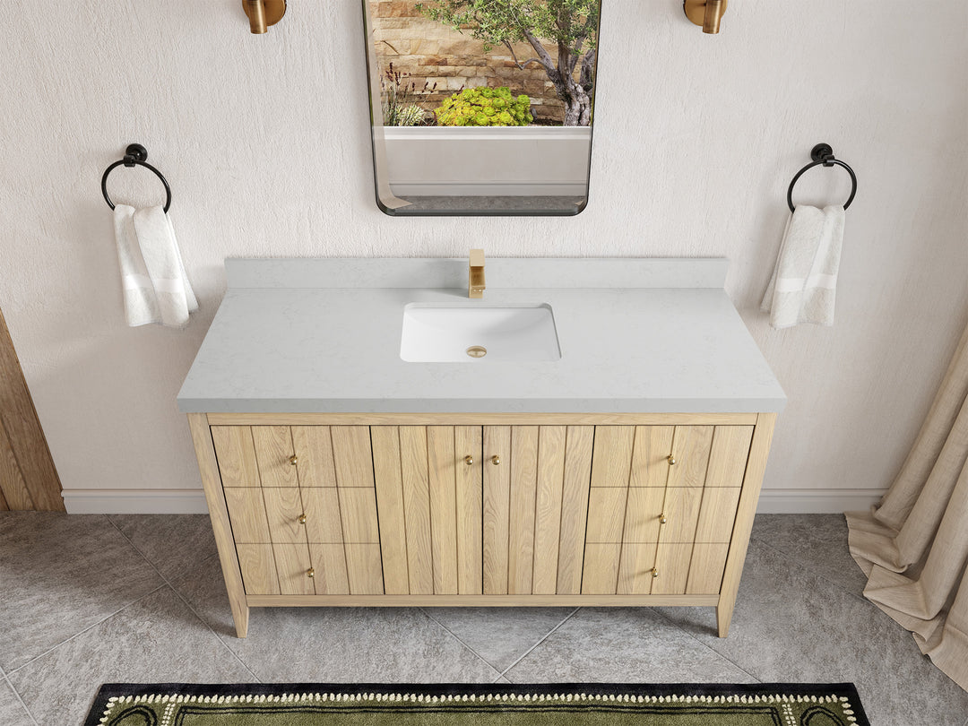 Atlanta White Oak 60 in. W x 22 in. D Single Sink Bathroom Vanity