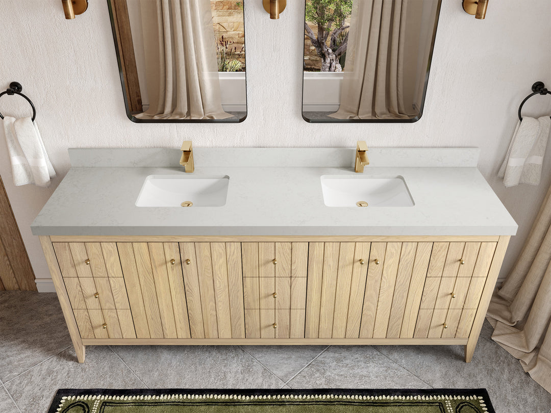 Atlanta White Oak 84 in. W x 22 in. D Double Sink Bathroom Vanity