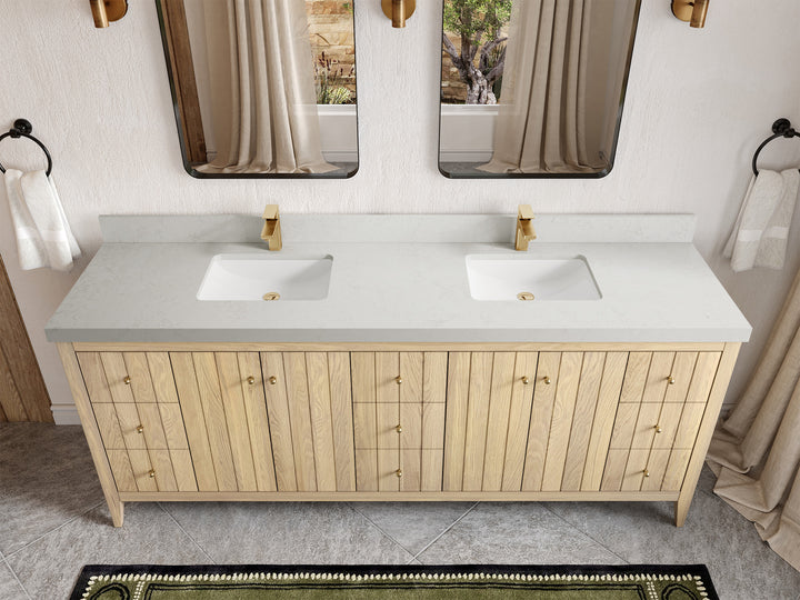 Atlanta White Oak 84 in. W x 22 in. D Double Sink Bathroom Vanity - photo 12