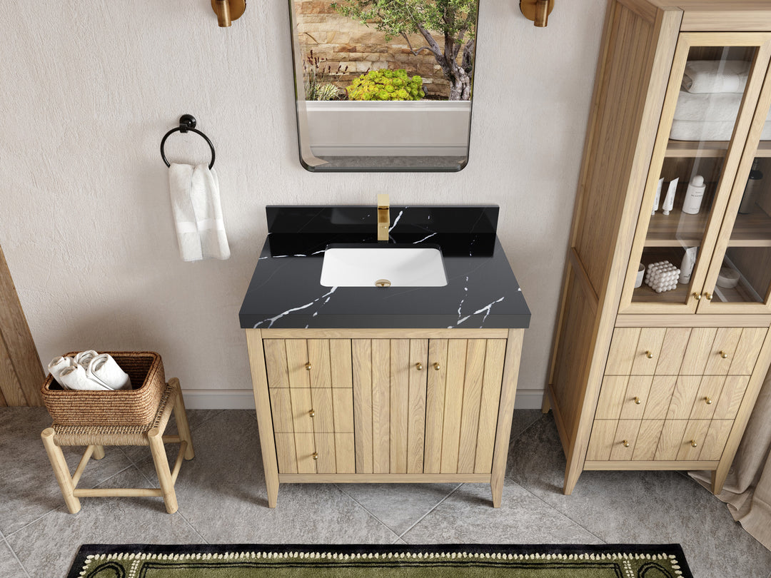 Atlanta White Oak 36" W x 22" D Center Sink Vanity for Elegant Bathrooms