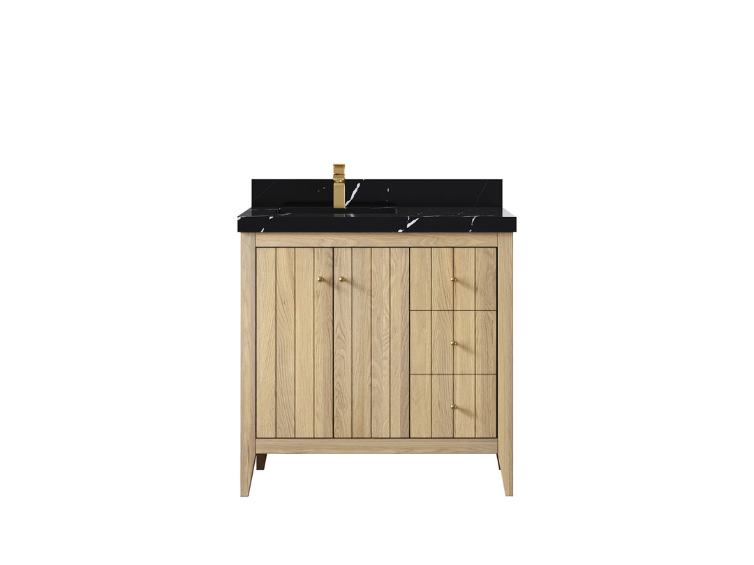 Atlanta White Oak 36 in. W x 22 in. D Left Offset Sink Bathroom Vanity