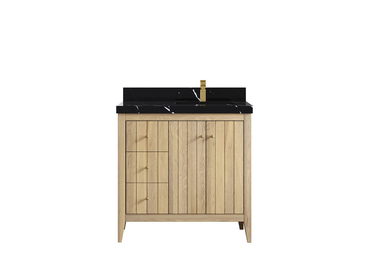 Atlanta White Oak 36 in. W x 22 in. D Right Offset Sink Bathroom Vanity - photo 9