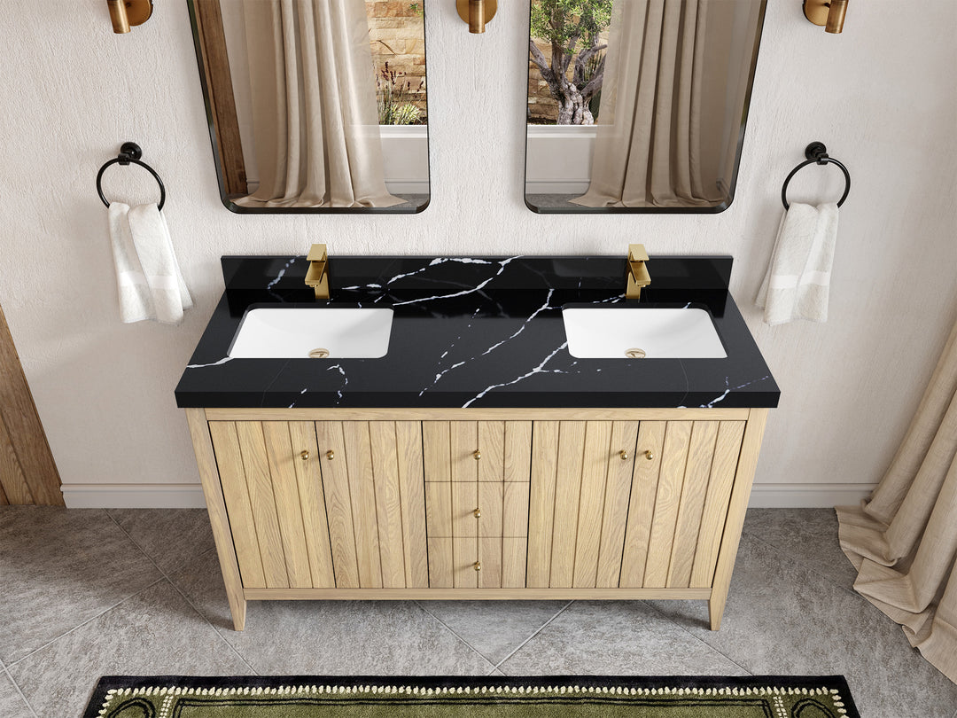 Atlanta White Oak 60 in. W x 22 in. D Double Sink Bathroom Vanity