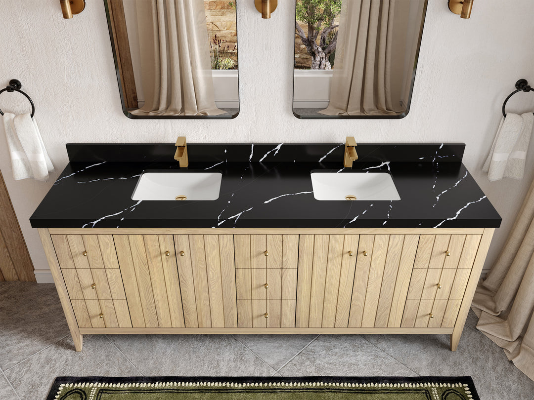 Atlanta White Oak 84 in. W x 22 in. D Double Sink Bathroom Vanity