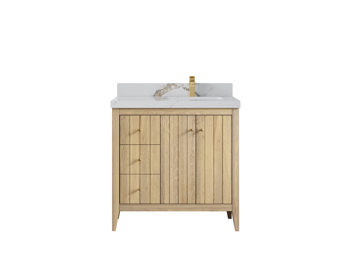Atlanta White Oak 36 in. W x 22 in. D Right Offset Sink Bathroom Vanity - photo 15