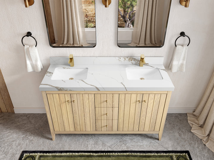 Atlanta White Oak 60 in. W x 22 in. D Double Sink Bathroom Vanity - photo 14