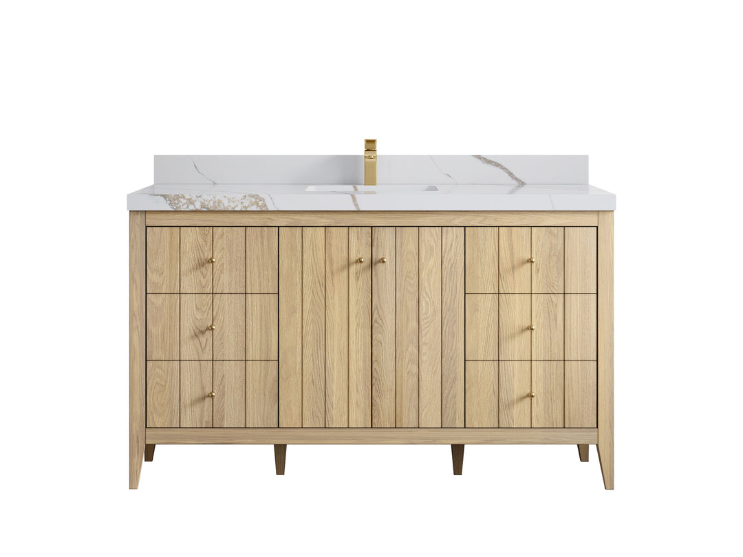 Atlanta White Oak 60 in. W x 22 in. D Single Sink Bathroom Vanity