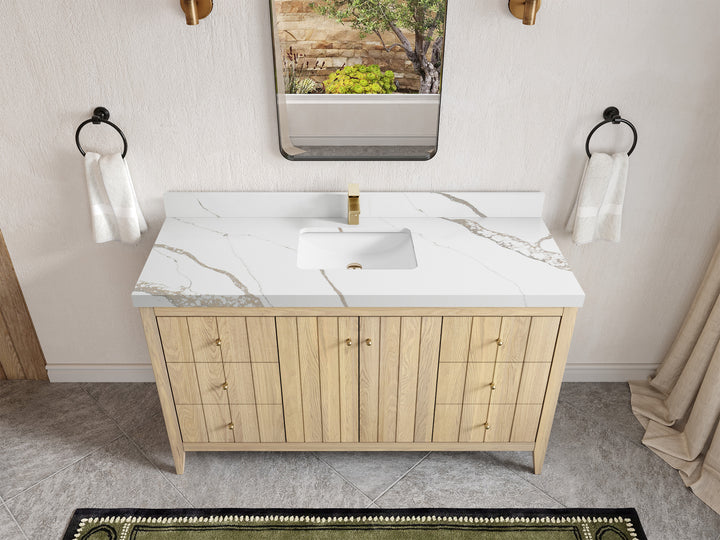 Atlanta White Oak 60 in. W x 22 in. D Single Sink Bathroom Vanity - photo 14
