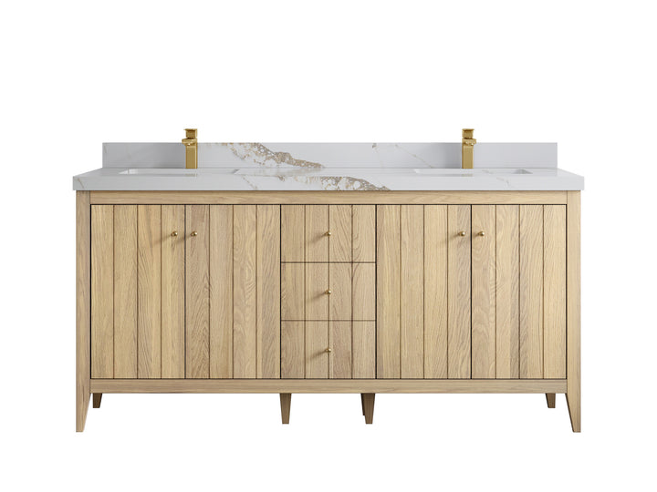 Atlanta White Oak 72 in. W x 22 in. D Double Sink Bathroom Vanity - photo 15