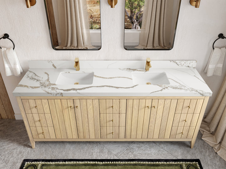 Atlanta White Oak 84 in. W x 22 in. D Double Sink Bathroom Vanity - photo 14