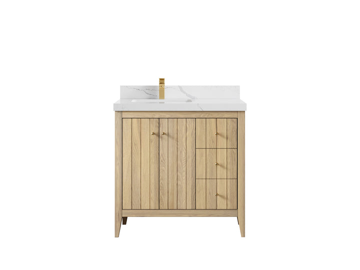 Atlanta White Oak 36 in. W x 22 in. D Left Offset Sink Bathroom Vanity - photo 15