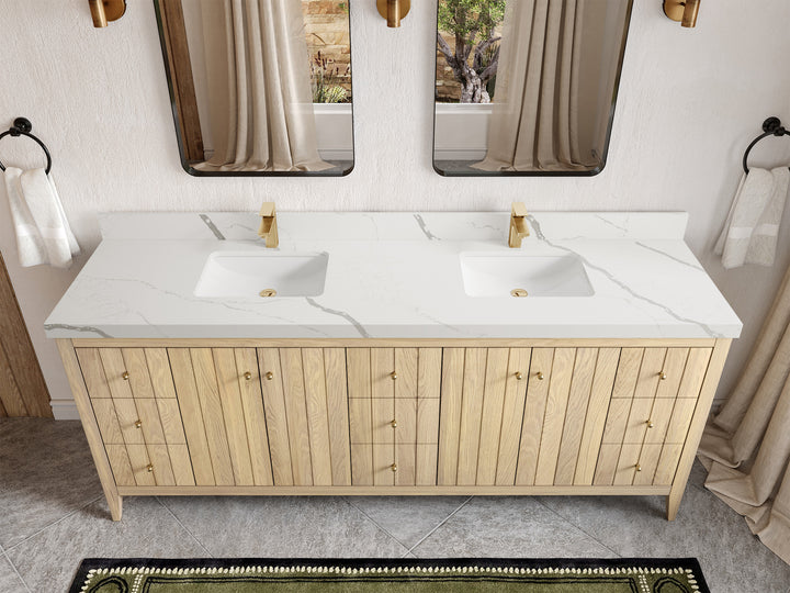 Atlanta White Oak 84 in. W x 22 in. D Double Sink Bathroom Vanity - photo 16