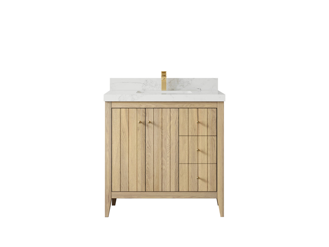 Atlanta White Oak 36 in. W x 22 in. D Center Sink Bathroom Vanity