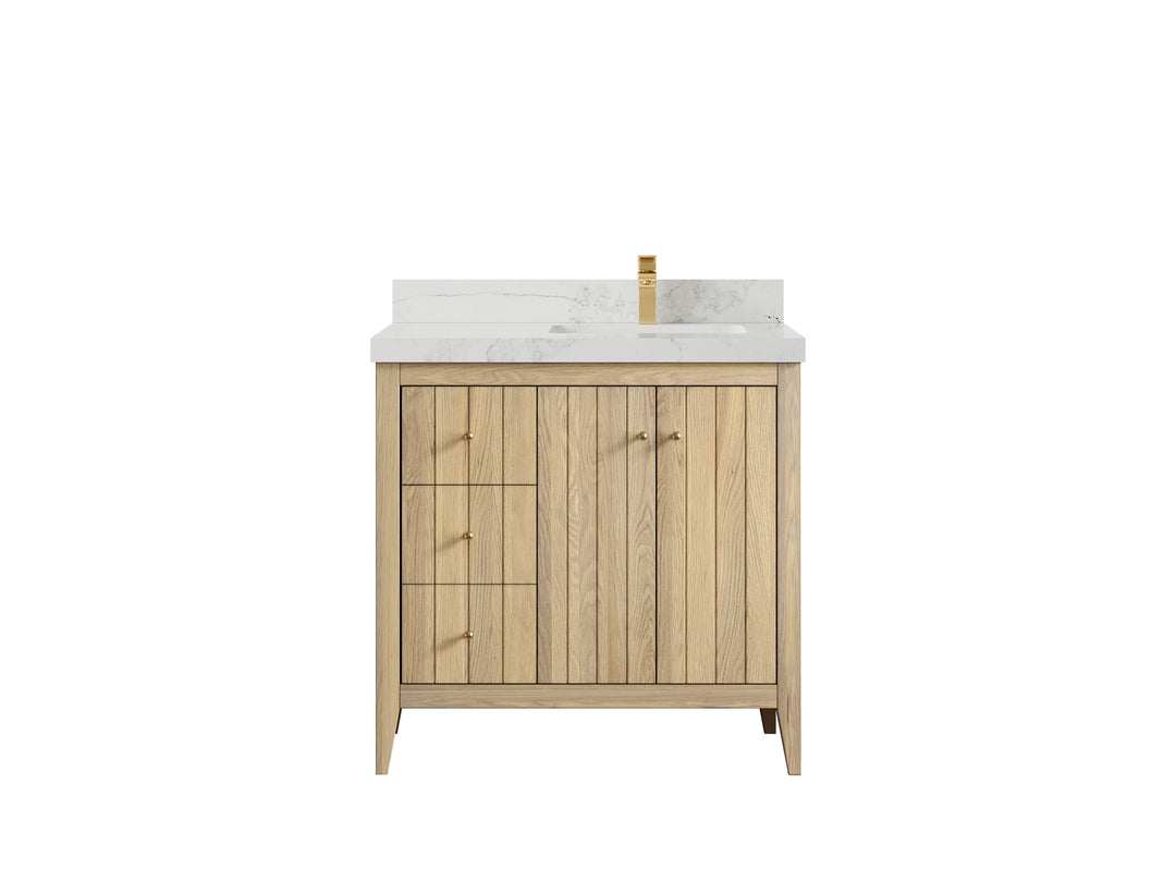 Atlanta White Oak 36 in. W x 22 in. D Right Offset Sink Bathroom Vanity