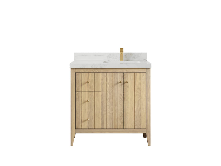 Atlanta White Oak 36 in. W x 22 in. D Right Offset Sink Bathroom Vanity - photo 19