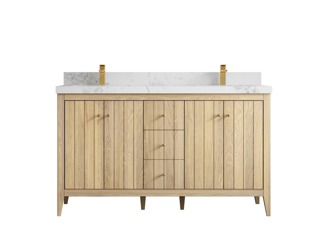 Atlanta White Oak 60 in. W x 22 in. D Double Sink Bathroom Vanity