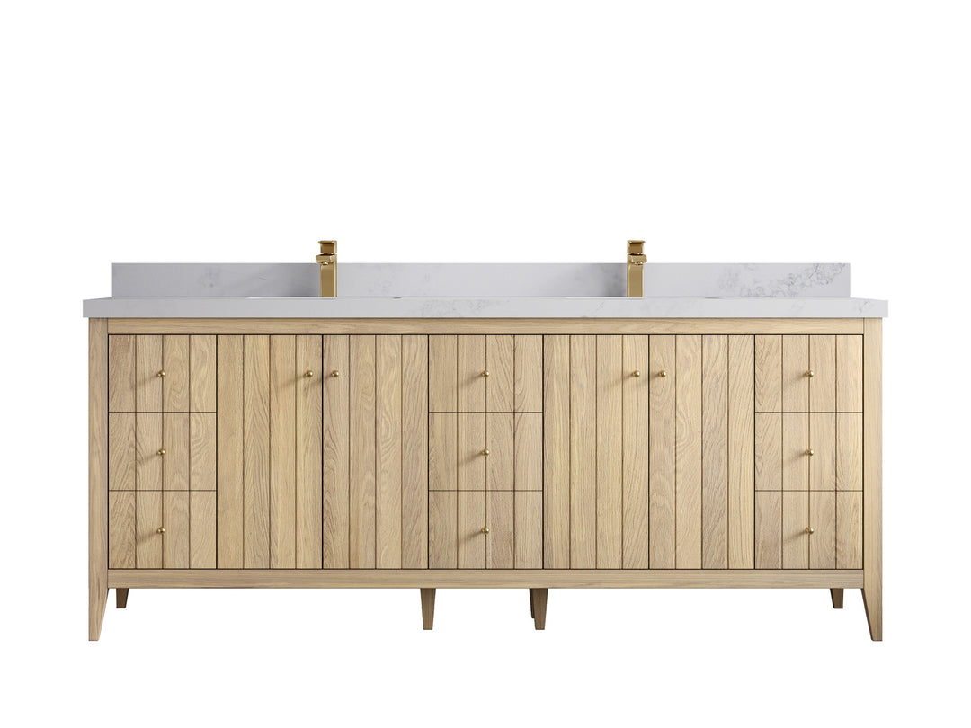Atlanta White Oak 84 in. W x 22 in. D Double Sink Bathroom Vanity