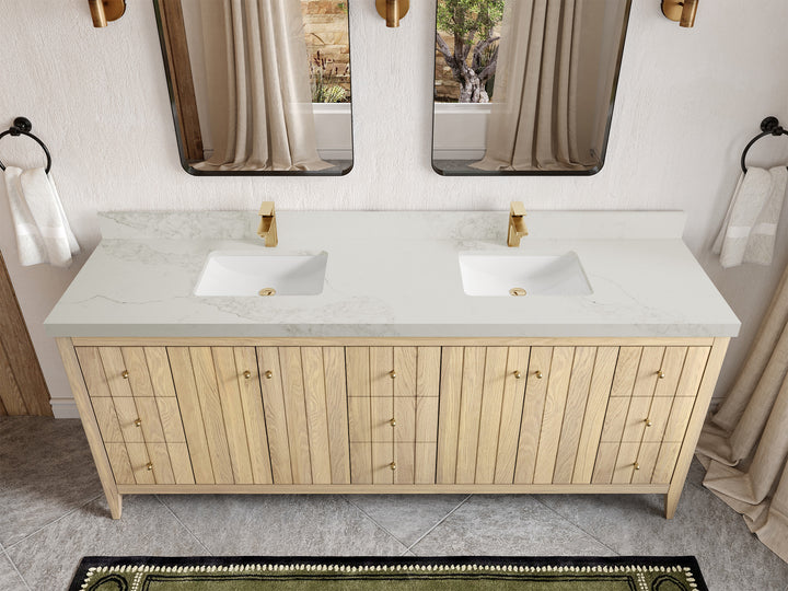 Atlanta White Oak 84 in. W x 22 in. D Double Sink Bathroom Vanity - photo 18