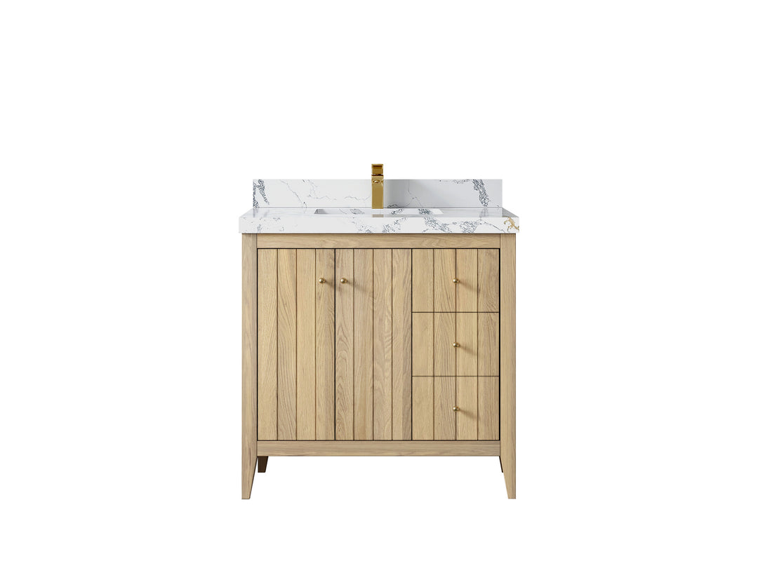 Atlanta White Oak 36 in. W x 22 in. D Center Sink Bathroom Vanity