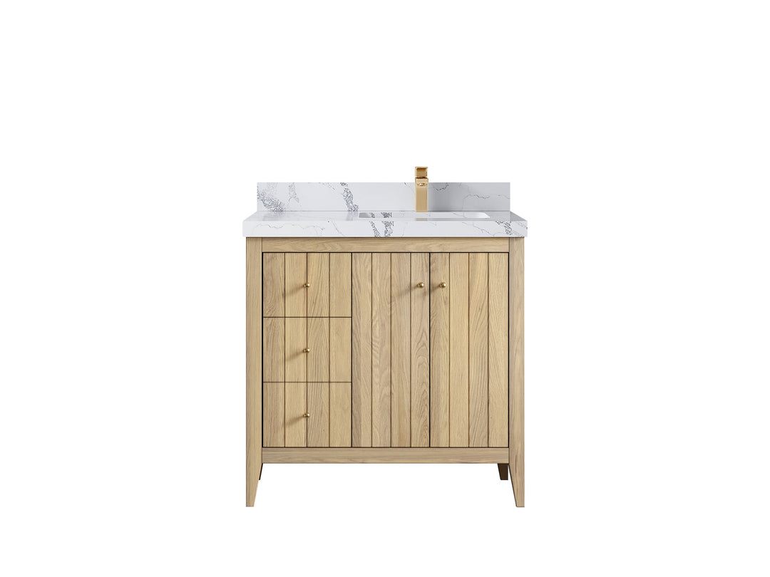 Atlanta White Oak 36 in. W x 22 in. D Right Offset Sink Bathroom Vanity