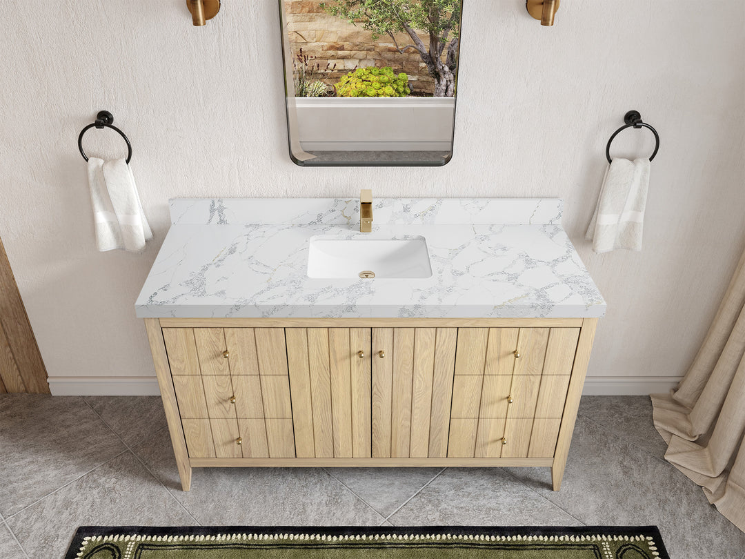 Atlanta White Oak 60 in. W x 22 in. D Single Sink Bathroom Vanity