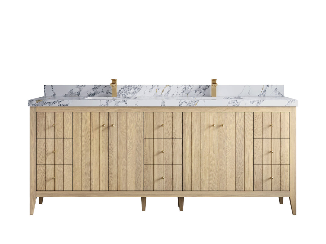 Atlanta White Oak 84 in. W x 22 in. D Double Sink Bathroom Vanity