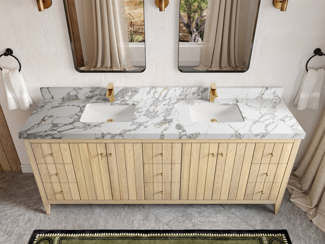 Atlanta White Oak 84 in. W x 22 in. D Double Sink Bathroom Vanity