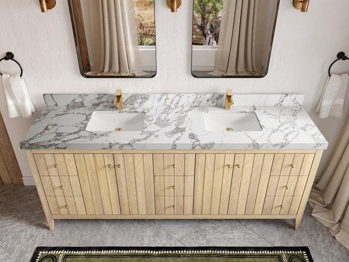Atlanta White Oak 84 in. W x 22 in. D Double Sink Bathroom Vanity - photo 20